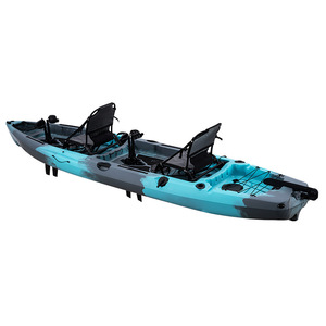 Kayak Kuer de 14 pies con pedal, LLDPE rotomoldeado, bote de pesca con doble asiento para lagos y ríos, capacidad de 300 kg, diseño duradero. - Product Image 1