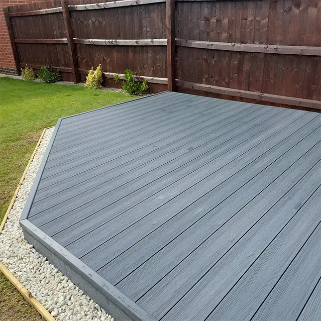 Prix bon marché panneau en plastique transparent Wpc Co extrusion panneaux de revêtement de sol extérieur 138*23mm bois plastique Composite Decking