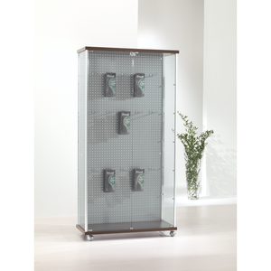 Aluminium <b>Framed</b> Showcase 95x39x185cm Tempered Glass Hinged Lockable Doors Metal Perforated Back Light <b>Grey</b> - Product Image 1