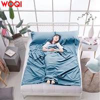 Woqi — sac de couchage de Camping en soie, motif feuille de voyage, coton, avec doublure pour la randonnée, avec doublure