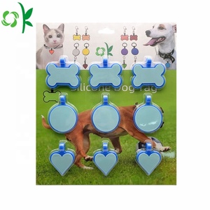 Hot bán 9 miếng trong 1 bộ hình dạng khác nhau cá nhân Silicone Dog ID thẻ tên biểu tượng tùy chỉnh Pet tag - Product Image 1