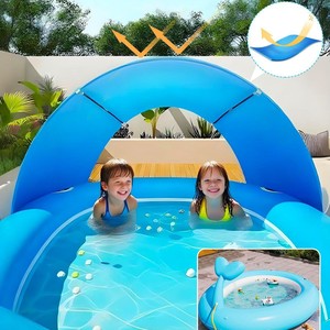 Piscina inflable con forma de ballena y fuente, 190x165x95cm, para niños, juegos acuáticos al aire libre - Product Image 2