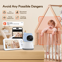 Kamera Monitor Bayi WiFi Pintar 2K Pix Dual Module Layar 5-Inci Penglihatan Malam Audio Dua Arah Deteksi Gerakan Pan-Tilt Pengaturan Makan