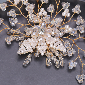 Atacado DIY Vestido Decoração Artesanal Jóias 3D Fio Folha Flor Pérola Frisada Patch Pérola Strass Applique - Product Image 4