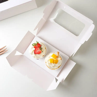 Emballage de Cupcake Dessert en papier kraft blanc de qualité alimentaire recyclable Boîtes à gâteaux personnalisées avec impression en relief par fenêtre