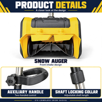Pelle à neige sans fil avec deux batteries et chargeur 21V 1800W, 12,5 pouces, pour le déneigement des petites allées, des trottoirs et des patios