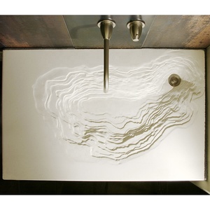 Art Design Lavabo de salle de bain mural en pierre de béton Lavabo autoportant en pierre naturelle Lavabo blanc - Product Image 2