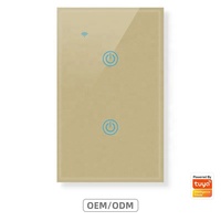 Interruptor WiFi OEM/ODM de Fábrica para la Aplicación Smart Life, Sin Neutro, Compatible con Google Assistant y Alexa, Interruptor Táctil de Pared de Vidrio Templado de 2 Canales, 10A