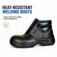 Bottes de sécurité de soudage mi-montantes antistatiques résistantes à la chaleur, avec embout en acier et protection anti-perforation, en cuir pleine fleur, pour usage industriel