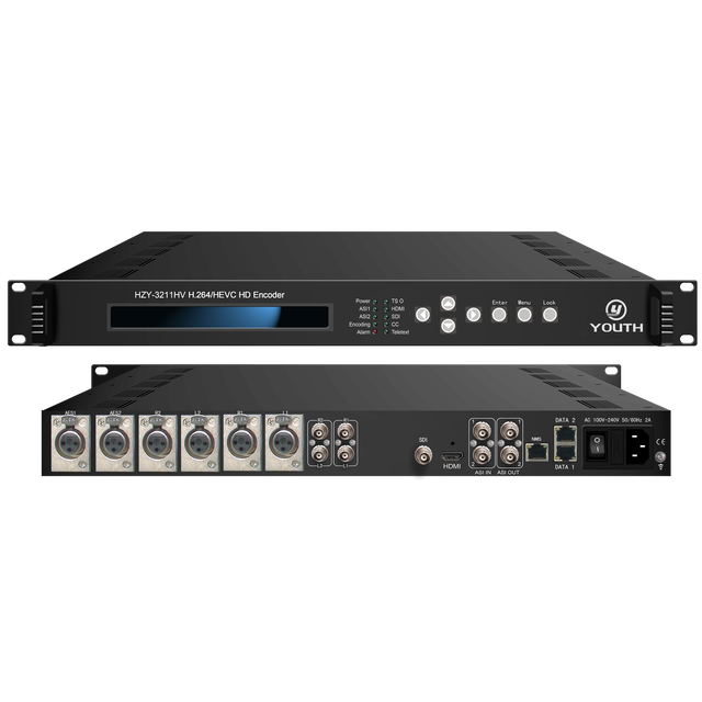 H.264/HEVC HD Encoder SDI & Video Input OSD Logo QR Code 2xASI IP Output Web Management 1U HZY-3211HV