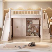 Cama litera infantil de madera rosa con diseño de castillo de princesa, cama litera colorida para niñas, juego de muebles infantiles