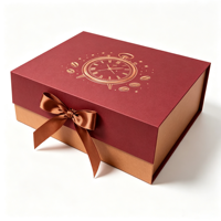 Boîtes cadeaux de luxe en carton rigide couleur or rose avec couvercle magnétique, pour souvenirs, cosmétiques, ou ensembles cadeaux rose bébé, avec ruban