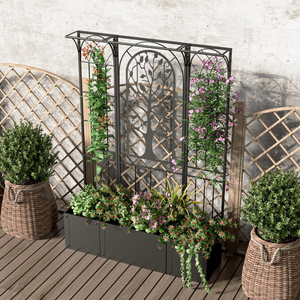 <span class=keywords><strong>Fioriera</strong></span> Moderna Personalizzata con Traliccio per <span class=keywords><strong>Rose</strong></span>, 62 Pollici di Altezza, in Metallo Resistente, Nera, con Schermo per la Privacy, per Esterni, Patio e Terrazza - Product Image 2
