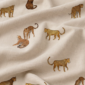 Organic Linen Cotton Fabric Leopard Print Woven Bedding Home Textile <b>Sofa</b> Use 58/60 Inch Lightweight Breathable - Product Image 1