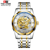 Winner Herren Luxus Transparentes Gelbgold Mode Diamant Leuchtendes Zahnradwerk Königliches Design Mechanisches Sport Hip-Hop-Uhrwerk