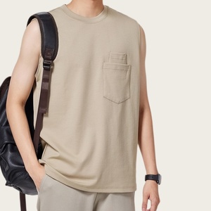 Camiseta sin mangas de algodón mercerizado con amoníaco líquido de 240 g, estilo urbano, holgada, para hombre, fresca para el verano, con bolsillo 3D y tacto fresco. - Product Image 2