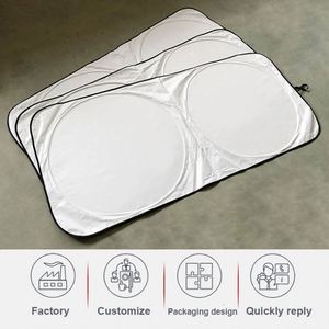 Pare-soleil pliable pour pare-brise avant, en polyester, anti-UV, pare-soleil pour voiture, pare-soleil double cercle pour voiture avec impression de logo personnalisé - Product Image 3