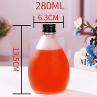 Bouteille de boisson en verre en forme de goutte d'eau avec bouchon à vis en aluminium pour l'emballage de jus, de lait, de thé et de boissons froides