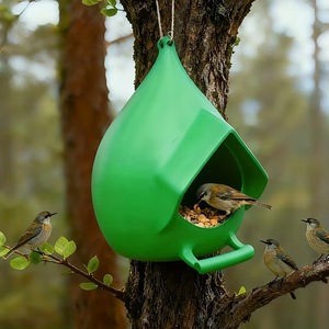 Plastic Hanging Bird Feeder 13x12.5x11cm White Glossy Outdoor Use For Pet Birds - Product Image 2