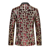 Blazer à simple boutonnage en polyester imprimé léopard, brodé de paillettes et orné de perles irisées, pour la mode et les spectacles, en stock