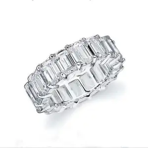 Cubic Zirconia Diamond Eternity Stainless Steel Rings for Female Fashion Jewelry