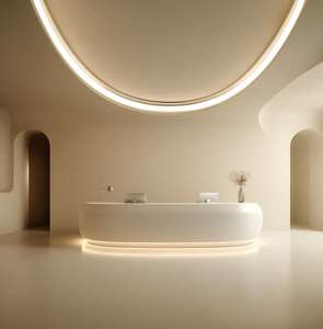 Alien-berbentuk serat kaca melengkung Modern minimalis dapat diperpanjang meja resepsi untuk Salon kecantikan <span class=keywords><strong>bar</strong></span> konter Hotel perusahaan lobi - Product Image 4