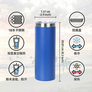 Stainless Steel Insulated Mug 20oz Slim Straight Cylinder Travel Cup With Slide Lid And Wide Mouth Design - Product Image 5