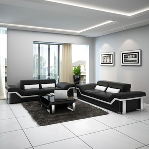 2026 Hot Sale Modular Modern Music USB Technology Smart Control Color <b>LED</b> Light Leather Couch Living Room Furniture - Product Image 3