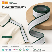 Ruban jacquard tricoté OEKO-TEX en gros, personnalisé avec logo, bande jacquard rayée, garniture de veste en polytricot pour l'habillement