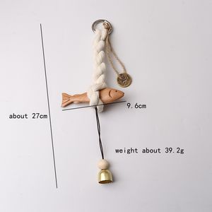 Neue Glücks münze Holz Fisch geformte Baumwolle Seil Knoten Holz Fisch Dekoration Massivholz geschnitzte Möbel Wand dekoration - Product Image 6