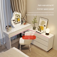 Table de maquillage avec miroir éclairé en gros, 80*40*75cm, bois massif, multi-tiroirs, pour chambre à coucher, hôtel/boutique, commande en gros