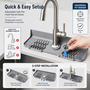 Tapis anti-éclaboussures durable pour robinet de cuisine, protège-éclaboussures en silicone pour évier de salle de bain, protection contre les gouttes et le drainage - Product Image 4