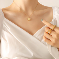 Collier avec pendentif en forme de cœur, couleur or, finition mate, minimaliste, cadeau pour couple, vente en gros de bijoux