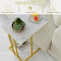 Table d'appoint en forme de C Easy Paws, table de chevet dorée pour canapé, lit, salon, chambre à coucher, table d'angle G-14