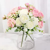 Bunga Artifisial Grosir 5 Kepala Bunga Peony Sutra Multi-warna Buket Bunga Pernikahan Centerpiece untuk Dekorasi & Perlengkapan Pernikahan