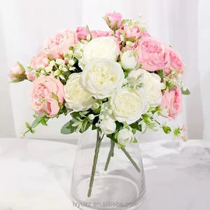 Flores Artificiales al por Mayor, Ramo de Peonías de Seda de 5 Cabezas, Multicolor, Centro de Mesa para Decoración de Bodas y Suministros - Product Image 2