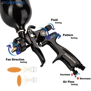 PORPHIS PHS-135 haute pression 600ml Pot noir alimentation par gravité aérographe outil pneumatique <span class=keywords><strong>vernis</strong></span> peinture pulvérisateur - Product Image 2