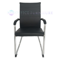 Chaise de conférence en cuir PU avec assise en tissu, chaise de bureau pour réunions avec structure métallique pour écoles et séminaires