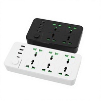 Soket Standar Inggris Versi Internasional Hong Kong Kabel Ekstensi Universal Lubang Bulat Gaya AS 4 Port USB 1 Port Tipe-C Lightning