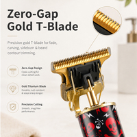 Tondeuse à cheveux PRITECH professionnelle sans fil, imprimé crâne, lame en T, tondeuse de précision, machine à couper pour barbier, rasoir pour hommes