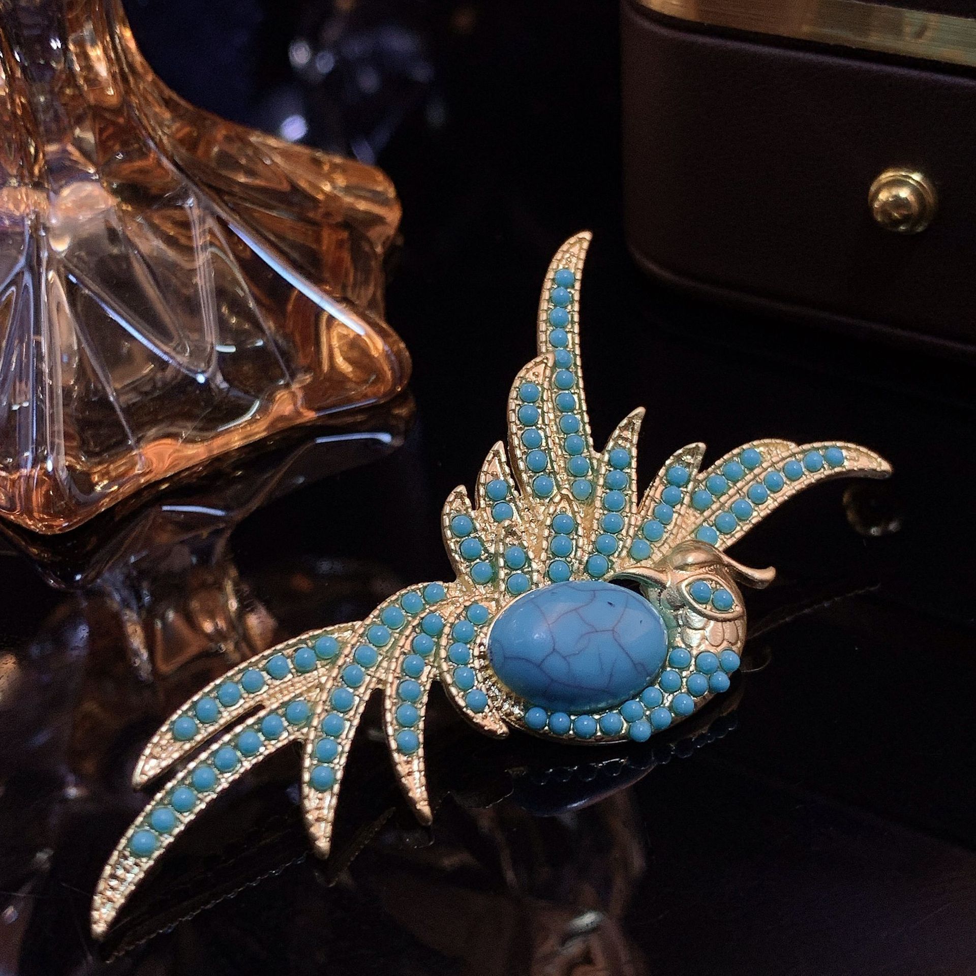 Vintage Luxury - Elegant Handmade Blue Turquoise Brooches