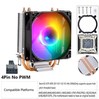 Refroidisseur de processeur Tower avec 2 caloducs en cuivre, ventilateur 4 broches, dissipateur thermique pour processeur de serveur ou de bureau AMD LGA2011