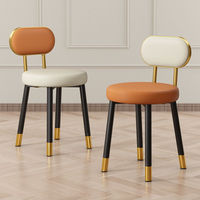 Chaise de salle à manger Bilido de luxe en cuir avec dossier, empilable, moderne, pour cuisine, restaurant, maison, chambre, appartement