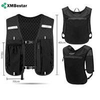 Gilet de course à pied avec porte-bouteille souple et poche zippée pour téléphone, respirant et réfléchissant, idéal pour le marathon