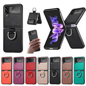 Funda de teléfono de cuero con soporte de anillo sin huella dactilar para <span class=keywords><strong>Samsung</strong></span> Galaxy <span class=keywords><strong>Z</strong></span> <span class=keywords><strong>Flip</strong></span> 3 <span class=keywords><strong>Flip</strong></span> 4 <span class=keywords><strong>Flip</strong></span> 1 <span class=keywords><strong>Flip</strong></span> 2 5G, funda plegable antigolpes - Product Image 1