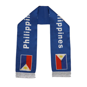 Venta al por mayor de fútbol personalizado animando productos Fans Bandera Nacional borla bufandas chal Filipinas FlagScarf - Product Image 3