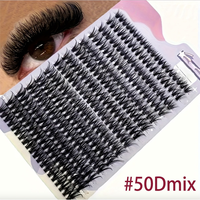 Grosir Bulu Mata Palsu 40D 50D Mix DIY Cluster Lashes OEM Logo Kustom Label Pribadi Bulu Mata Palsu Segmen Tebal