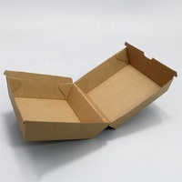 Boîte à hamburger biodégradables jetables en carton, boîte en papier kraft ondulé de qualité alimentaire