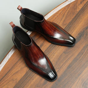 Botas de Tobillo para Hombre, Primavera-Otoño, Parte Superior de Cuero Genuino con Estampado de Leopardo, Suela de Goma, Impermeables, para Trabajo - Product Image 5