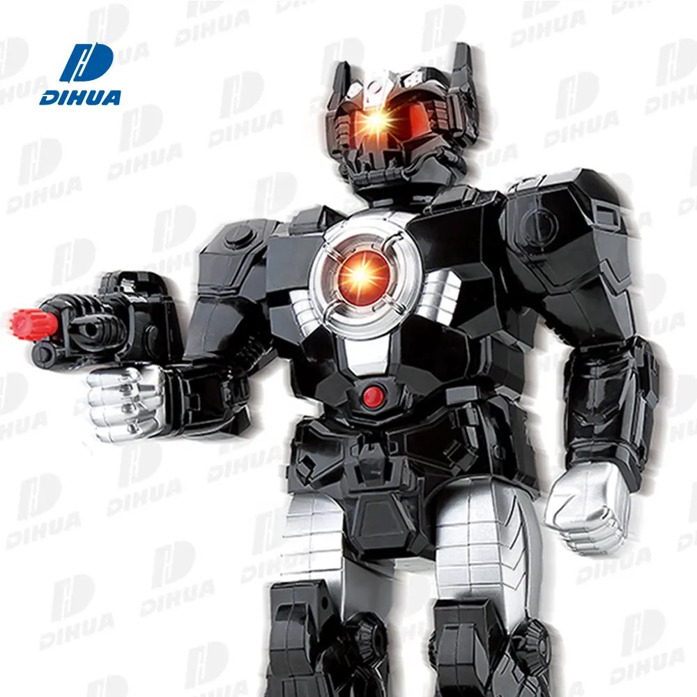 Superrobot B/O de 38cm con luz y sonido, juguetes de Robot a batería para niños, juguete de Robot motorizado para caminar con función Try-Me